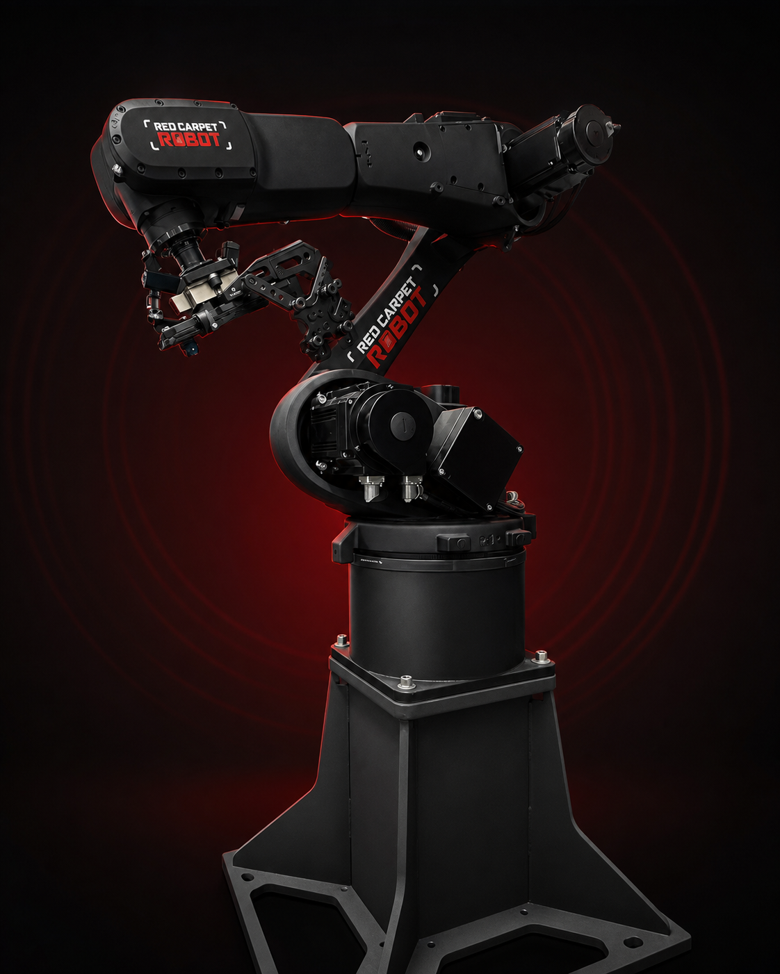 Red Carpet Robot Max KUKA commercial cinema robot in studio lighting